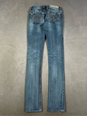 Rock Revival Denim Straight Leg Jeans with Embellished Back Pockets - Blue